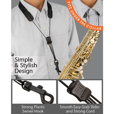 Protec NA310P Saxophone Standard Neck Strap 22" Tall with Plastic Snap Black