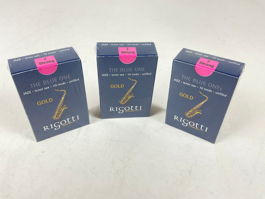 Tenor Saxophone Reed Lot: 3 Boxes Rigotti Gold Blue 2 Strong [87926]