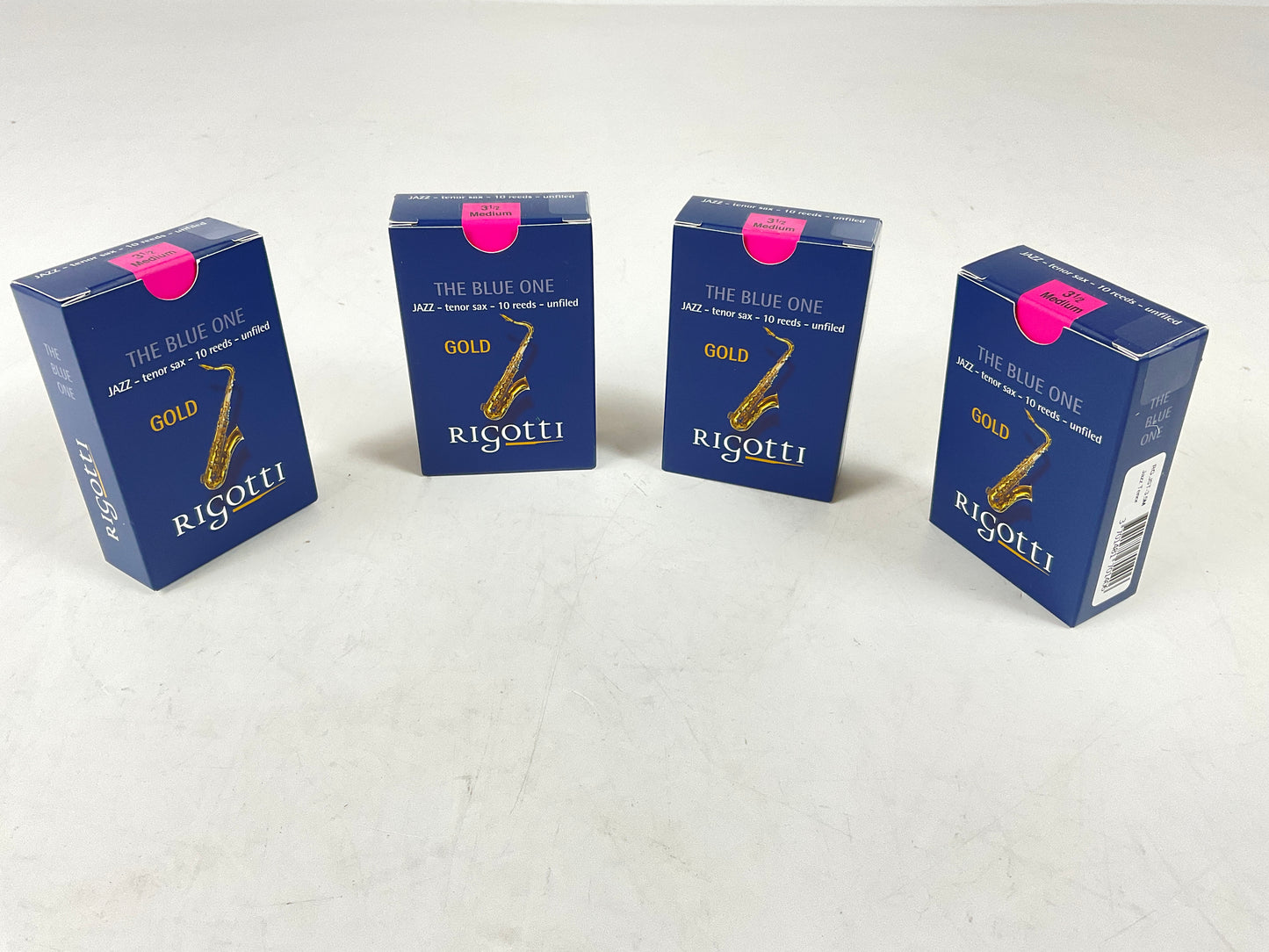 Tenor Saxophone Reed Lot: 4 Boxes Rigotti Gold Blue 3.5 Medium [54780]