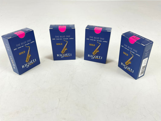 Tenor Saxophone Reed Lot: 4 Boxes Rigotti Gold Blue 3.5 Medium [54780]