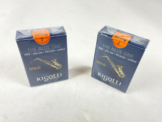 Alto Saxophone Reed Lot: 2 Boxes Rigotti Gold Blue 2 Strong [28641]