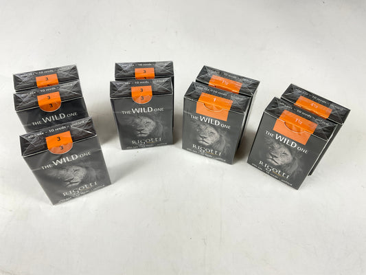 Alto Saxophone Reed Lot: 9 Boxes Rigotti Gold Wild, Various Strengths [69761]