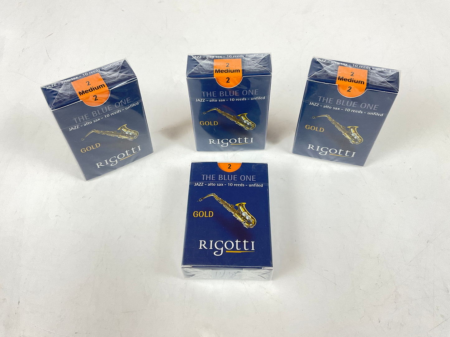 Alto Saxophone Reed Lot: 4 Boxes Rigotti Gold Blue 2 Medium [82866]