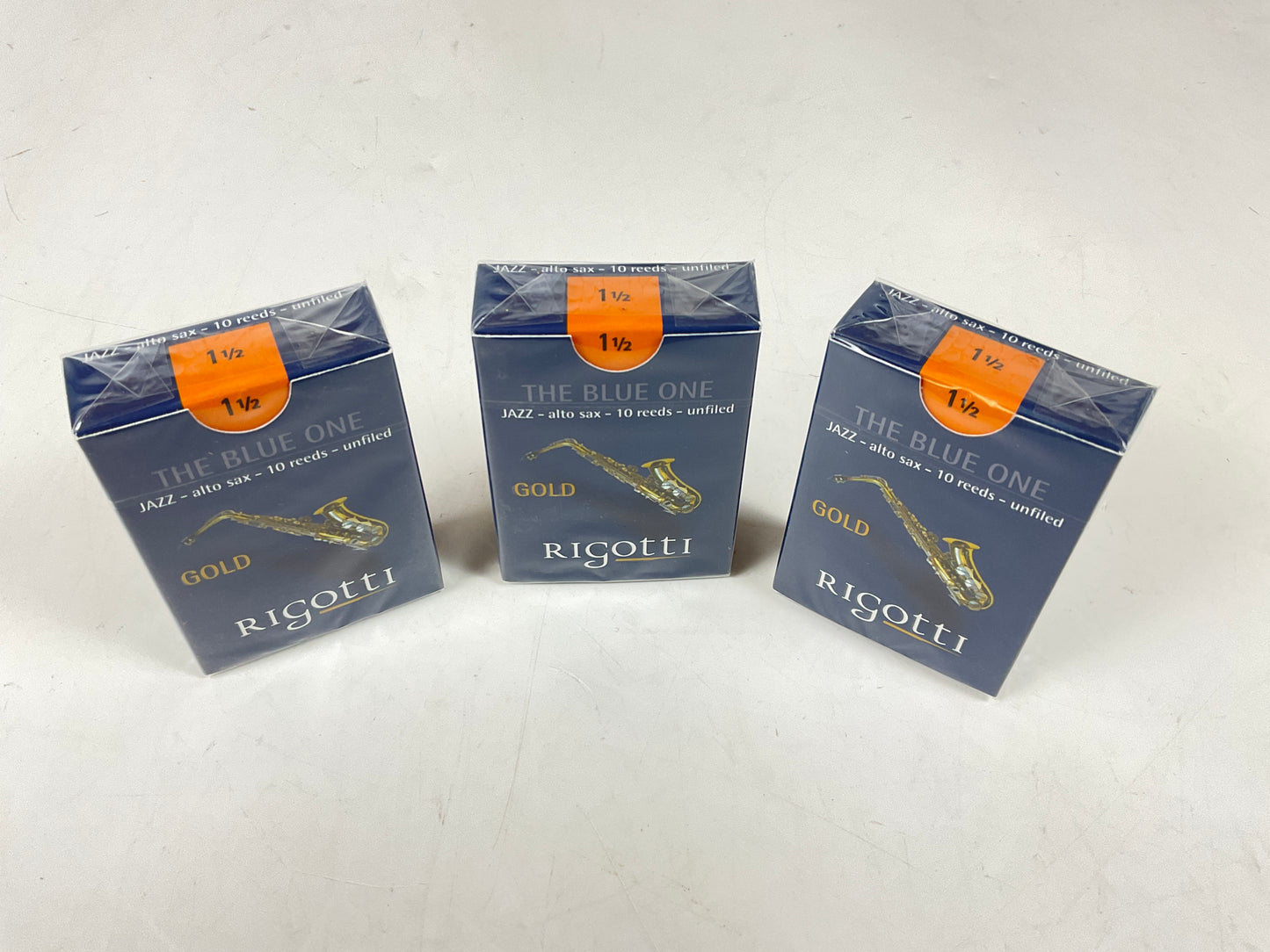 Alto Saxophone Reed Lot: 3 Boxes Rigotti Gold Blue 1.5 [07322]