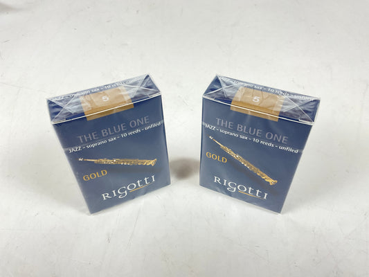 Soprano Saxophone Reed Lot: 2 Boxes Rigotti Gold Blue 5 [50403]
