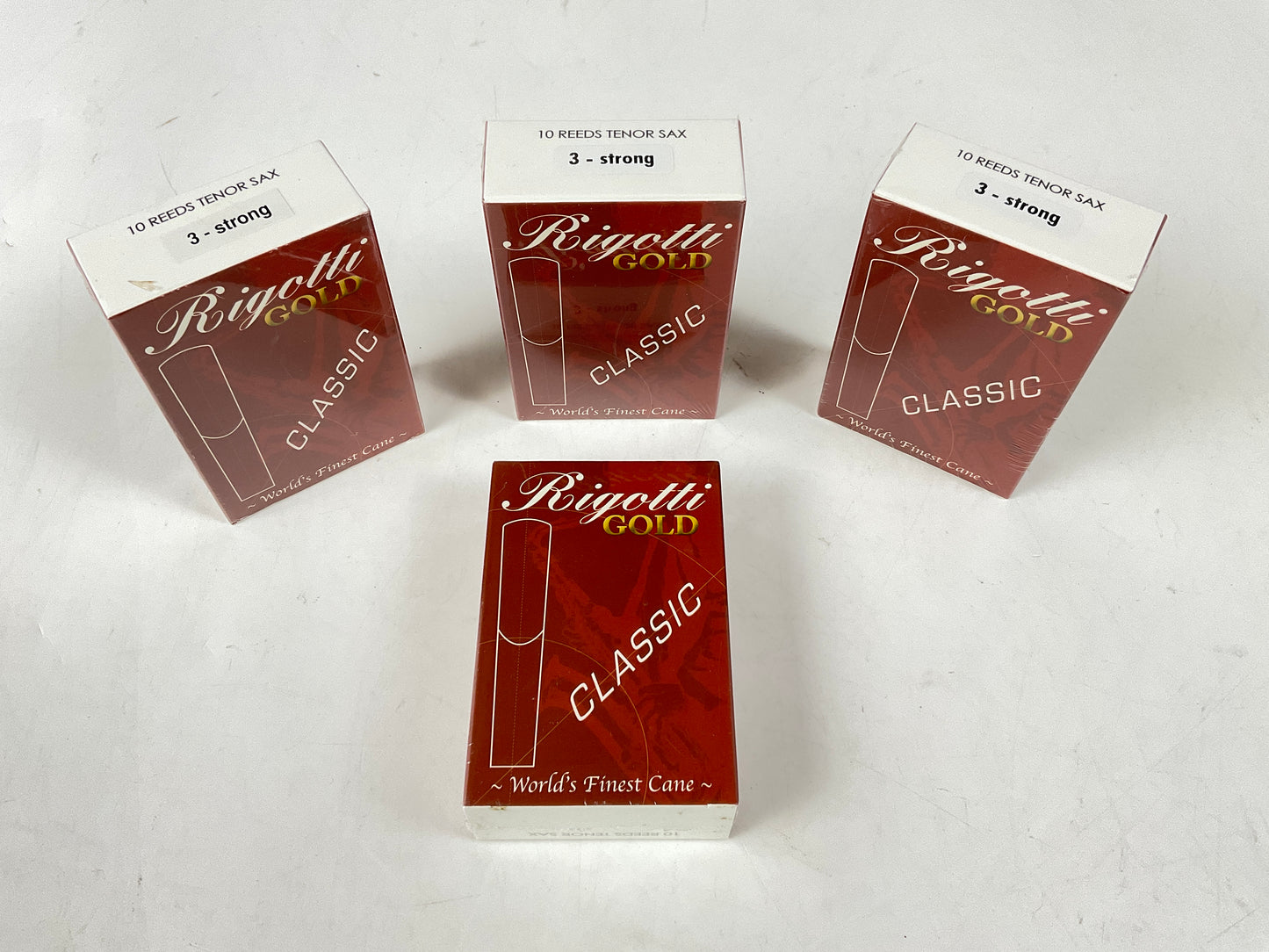 Tenor Saxophone Reed Lot: 4 Boxes Rigotti Gold Red 3 Strong [24571]