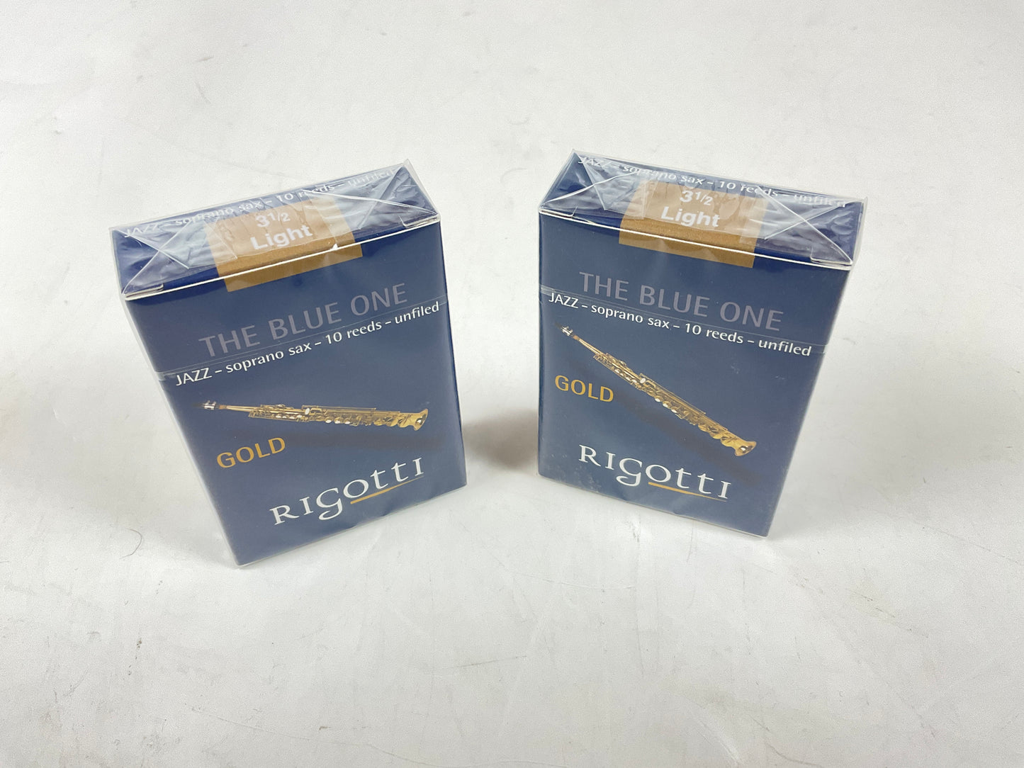 Soprano Saxophone Reed Lot: 2 Boxes Rigotti Gold Blue 3.5 Light [11000]
