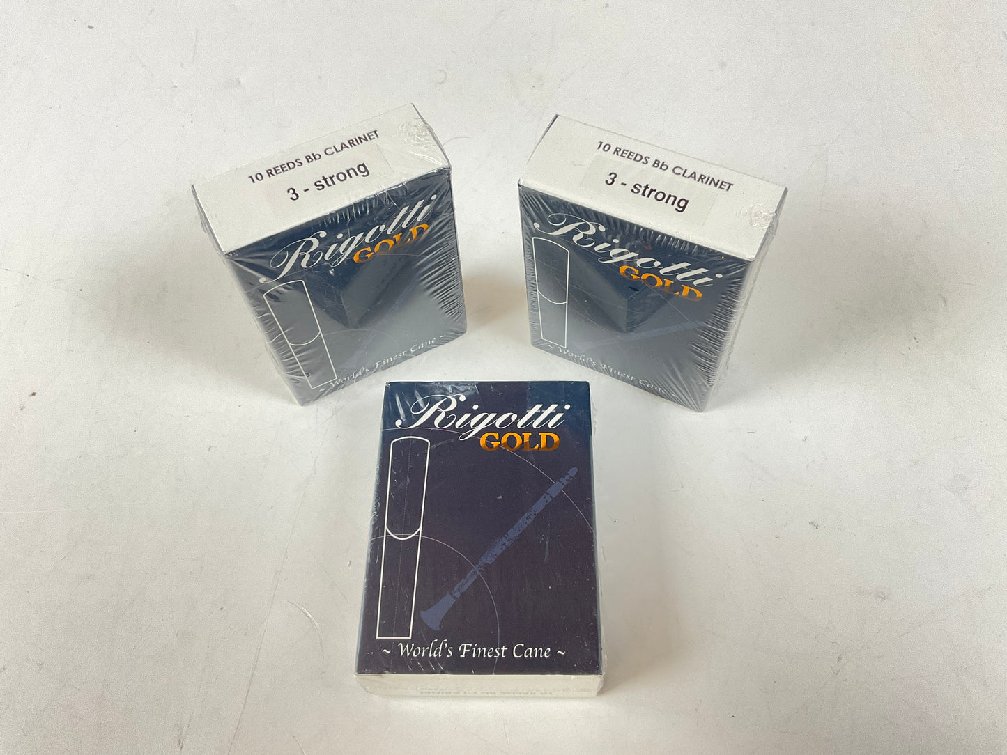 Clarinet Reed Lot: 3 Boxes Rigotti Gold Blue 3 Strong [16058]