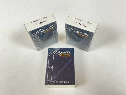 Clarinet Reed Lot: 3 Boxes Rigotti Gold Blue 3 Strong [16058]