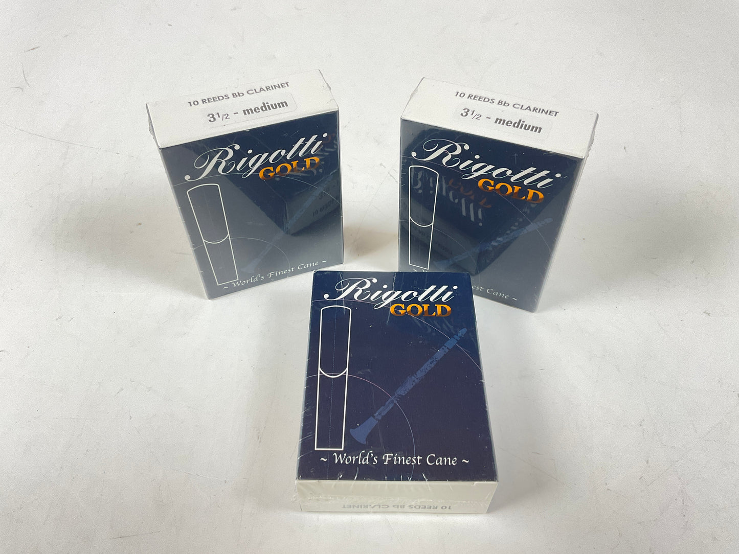 Clarinet Reed Lot: 3 Boxes Rigotti Gold Blue 3.5 Medium [88591]