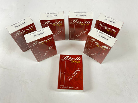 Tenor Saxophone Reed Lot: 7 Boxes Rigotti Gold Red 3.5 Medium [31885]