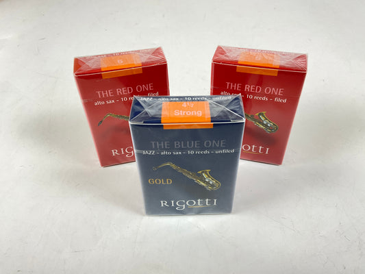Alto Saxophone Reed Lot: 3 Boxes Rigotti Gold Various Strengths 4.5-5 [68123]