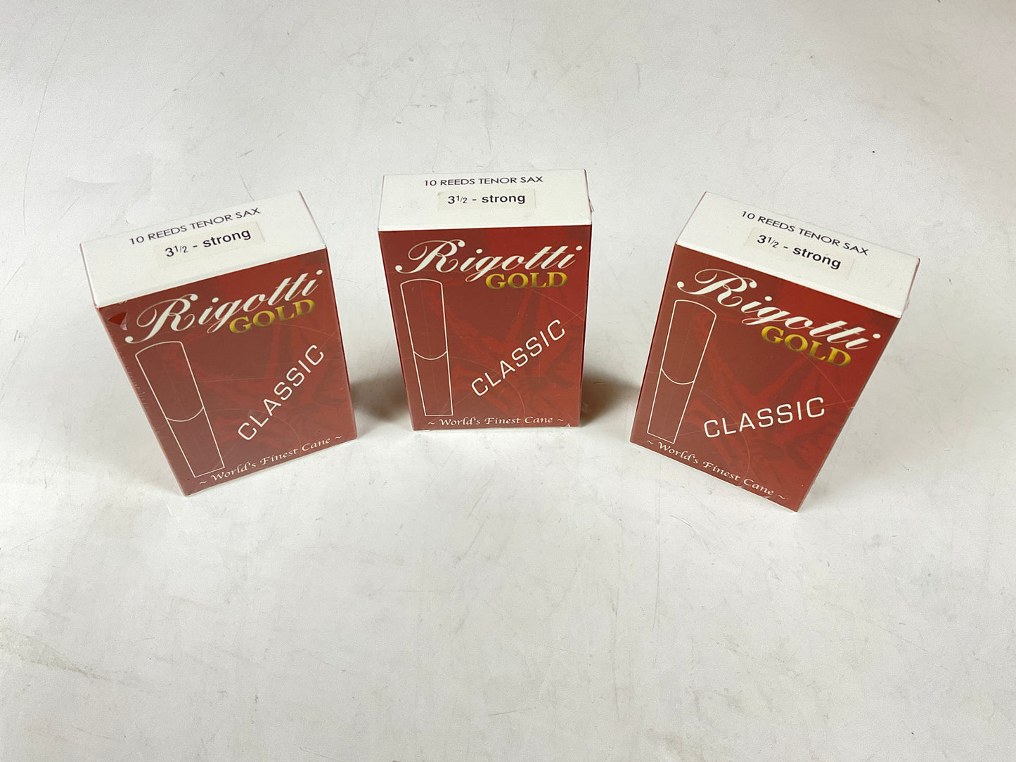 Tenor Saxophone Reed Lot: 3 Boxes Rigotti Gold Red 3.5 Strong [54938]