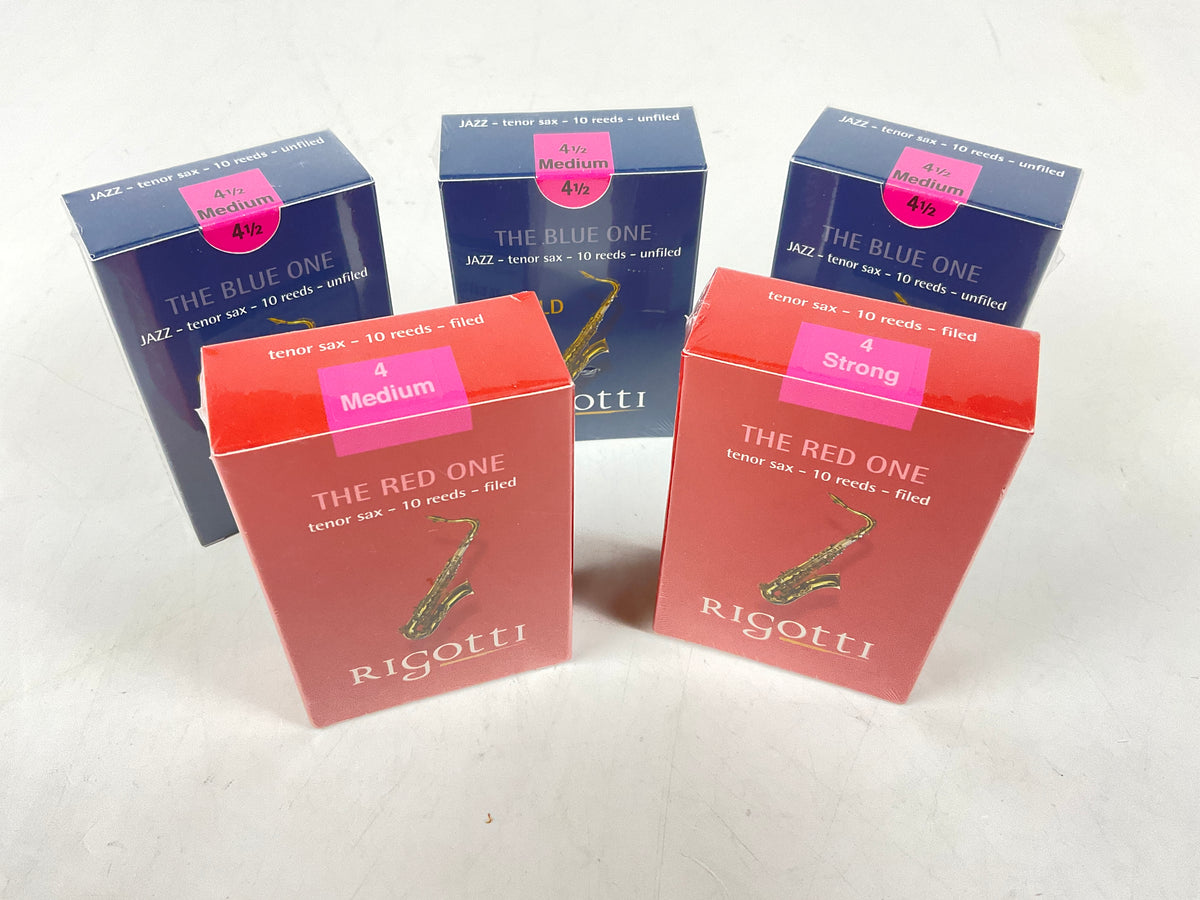 Tenor Saxophone Reed Lot: 5 Boxes Rigotti Gold Various Strengths, 4-4.5 [15768]