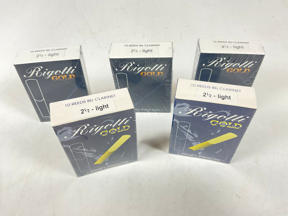 Clarinet Reed Lot: 5 Boxes Rigotti Gold Blue 2.5 Light [26893]