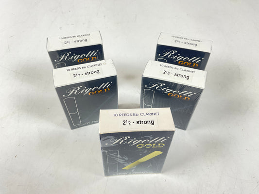 Clarinet Reed Lot: 5 Boxes Rigotti Gold Blue 2.5 Strong [07859]