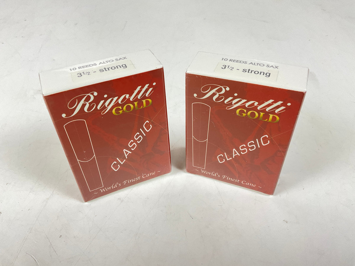 Alto Saxophone Reed Lot: 2 Boxes Rigotti Gold Red 3.5 Strong [26130]