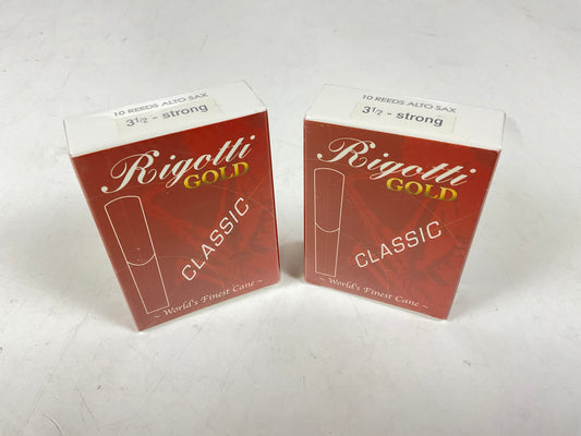 Alto Saxophone Reed Lot: 2 Boxes Rigotti Gold Red 3.5 Strong [26130]