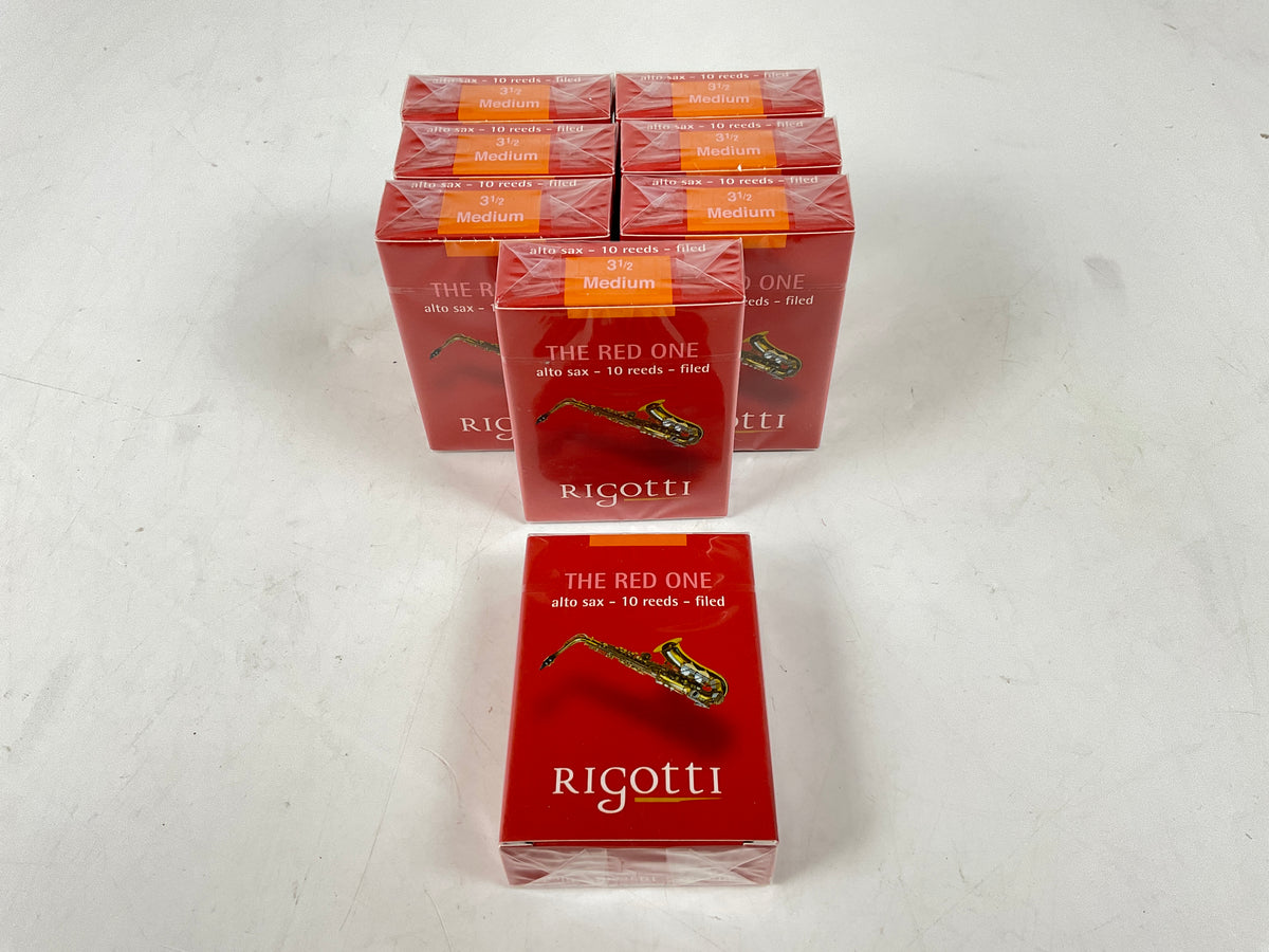 Alto Saxophone Reed Lot: 8 Boxes Rigotti Gold Red 3.5 Medium [55111]