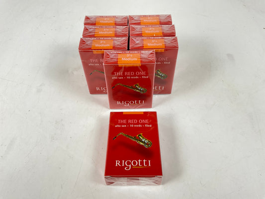 Alto Saxophone Reed Lot: 8 Boxes Rigotti Gold Red 3.5 Medium [55111]