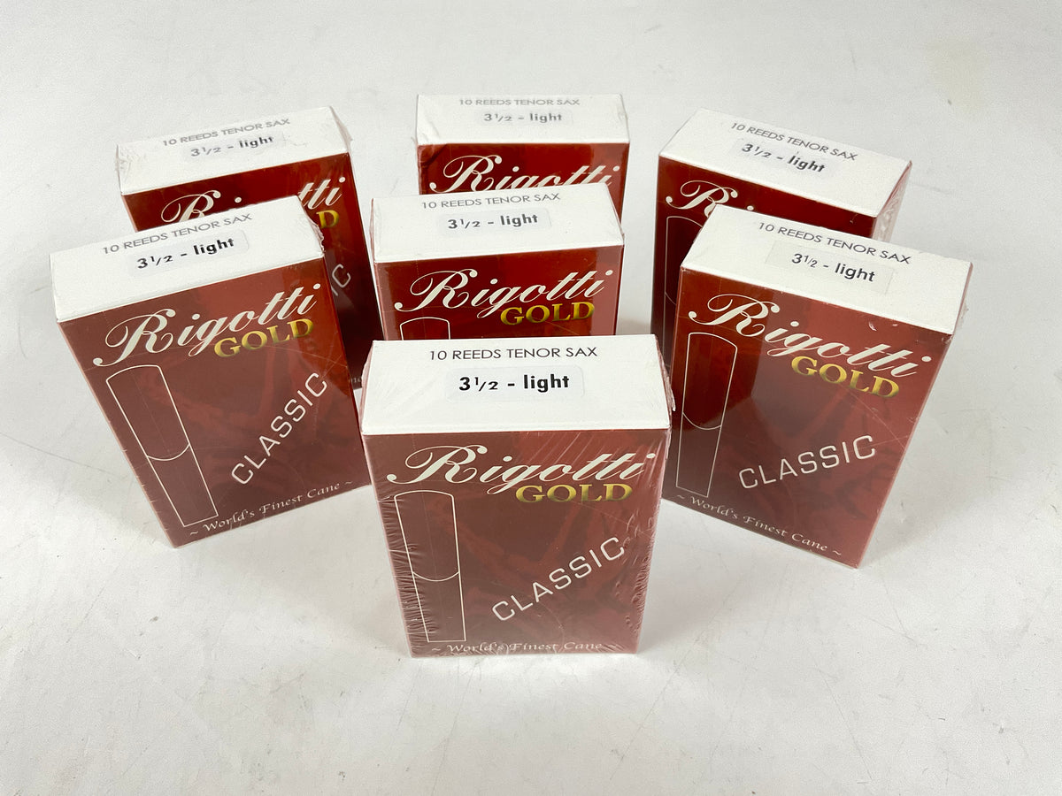 Tenor Saxophone Reed Lot: 7 Boxes Rigotti Gold Red 3.5 Light [63470]