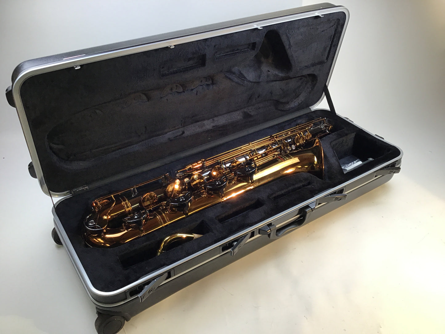 The Growling Sax Origin Series Professional Baritone Saxophone, Black Nickel and brown gold lacquer