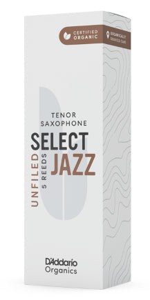 D'Addario Organic Select Jazz Unfiled Tenor Saxophone Reeds 2 Soft