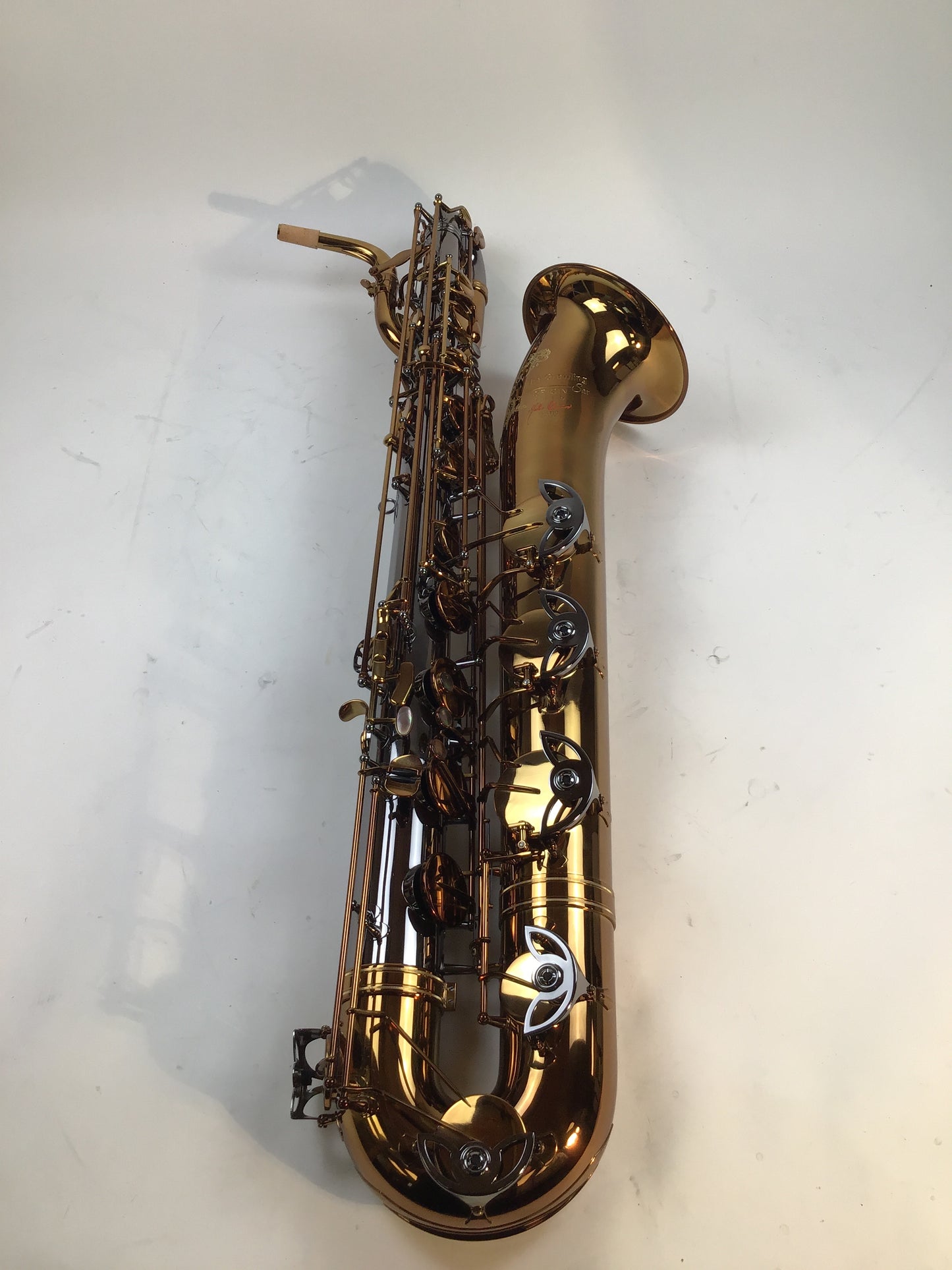 The Growling Sax Origin Series Professional Baritone Saxophone, Black Nickel and brown gold lacquer