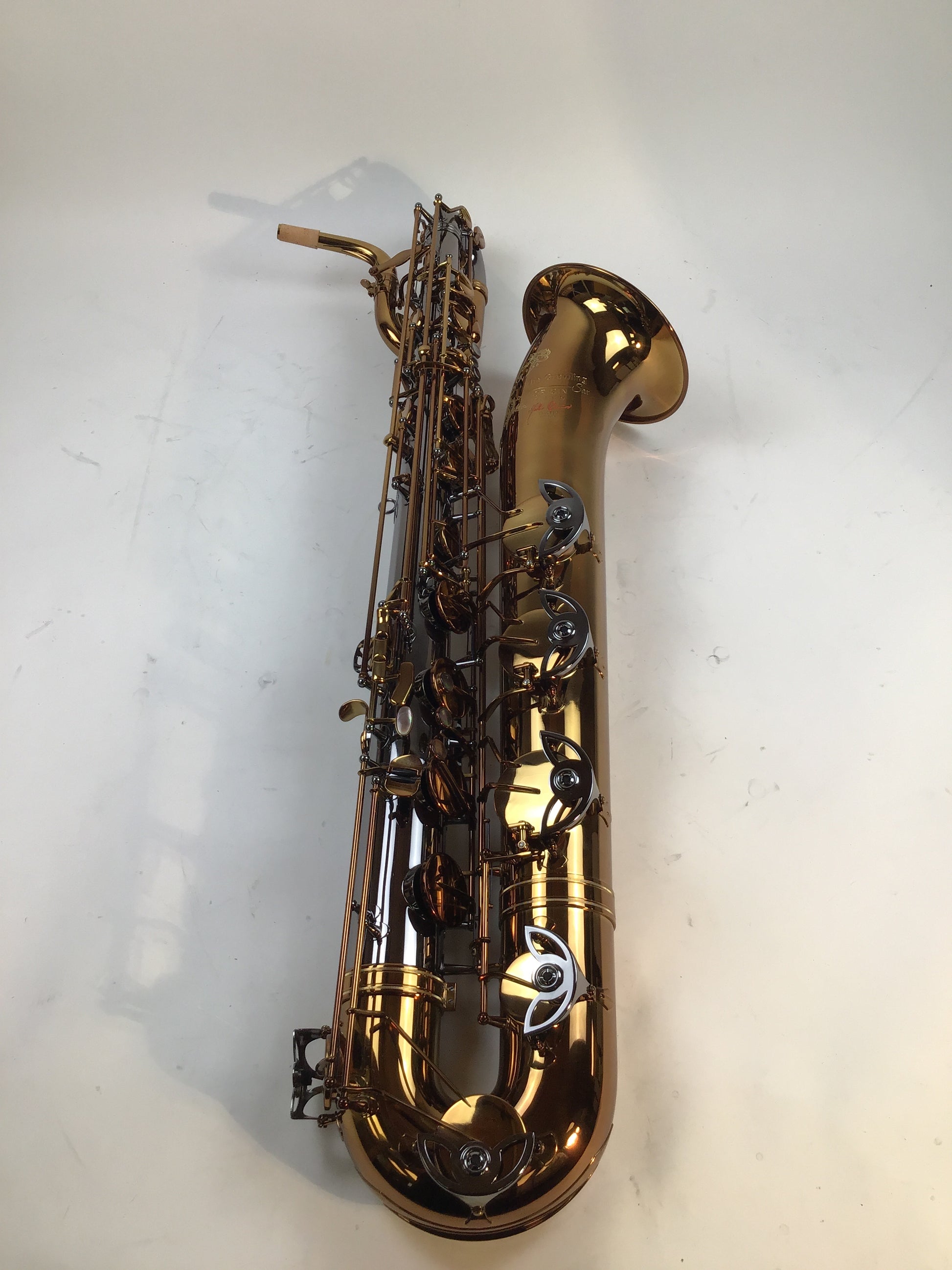 The Growling Sax Origin Series Professional Baritone Saxophone, Black Nickel and brown gold lacquer