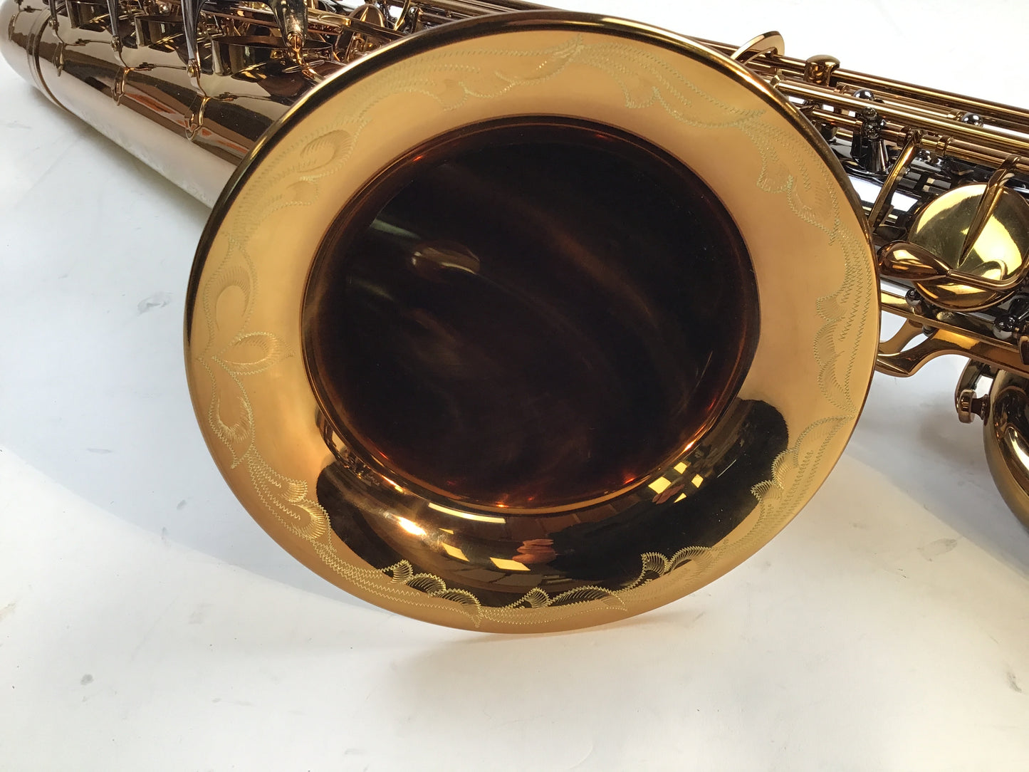 The Growling Sax Origin Series Professional Baritone Saxophone, Black Nickel and brown gold lacquer