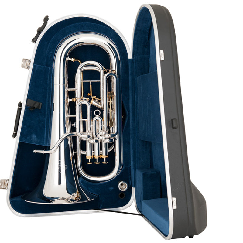 Miraphone Euphonium Edition Model M5050 Silver Plate trigger on main tuning slide, with protection guard with case