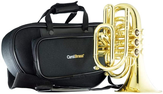 CarolBrass CPT-3000-YLS-Bb-L Light Weight Yellow Brass Big Bell Pocket Trumpet Bb