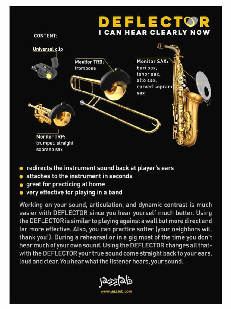 Jazzlab Deflector Pro Sound Monitor for Alto, Soprano Saxophone, Trumpet, Trombone