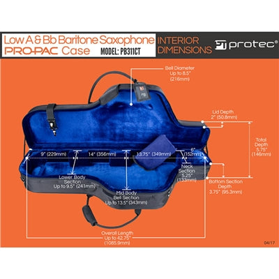 Protec PB311CT Baritone Saxophone Contoured Pro Pac Case Black
