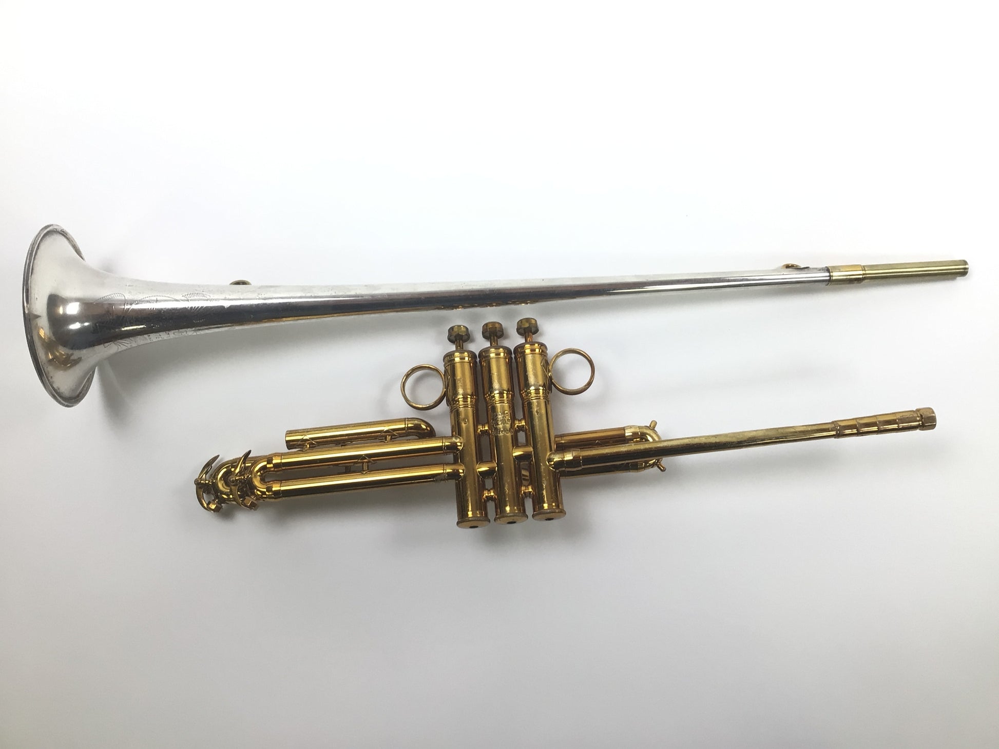 Used King Bb Herald Trumpet, Sterling Silver Bell (SN: 314160)