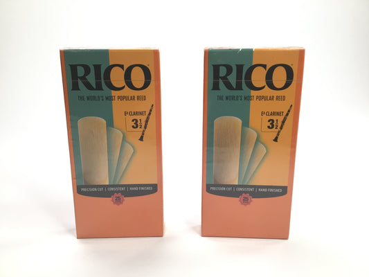 Reed Lot 13. Rico Eb Clarinet Reeds, Strength 3 1/2, Two Boxes of 25 Reeds [795]