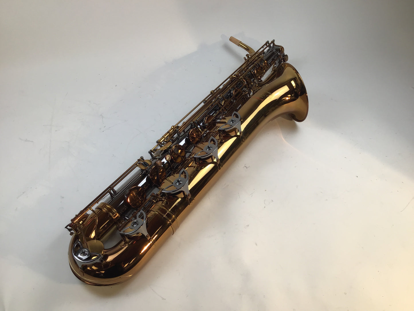 The Growling Sax Origin Series Professional Baritone Saxophone, Black Nickel and brown gold lacquer